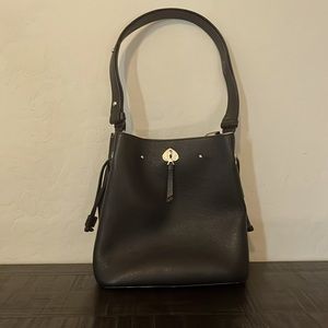 Gently used Kate Spade black leather bucket bag.